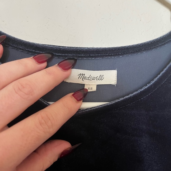 MADEWELL Navy Velvet Crop top - Picture 3 of 5